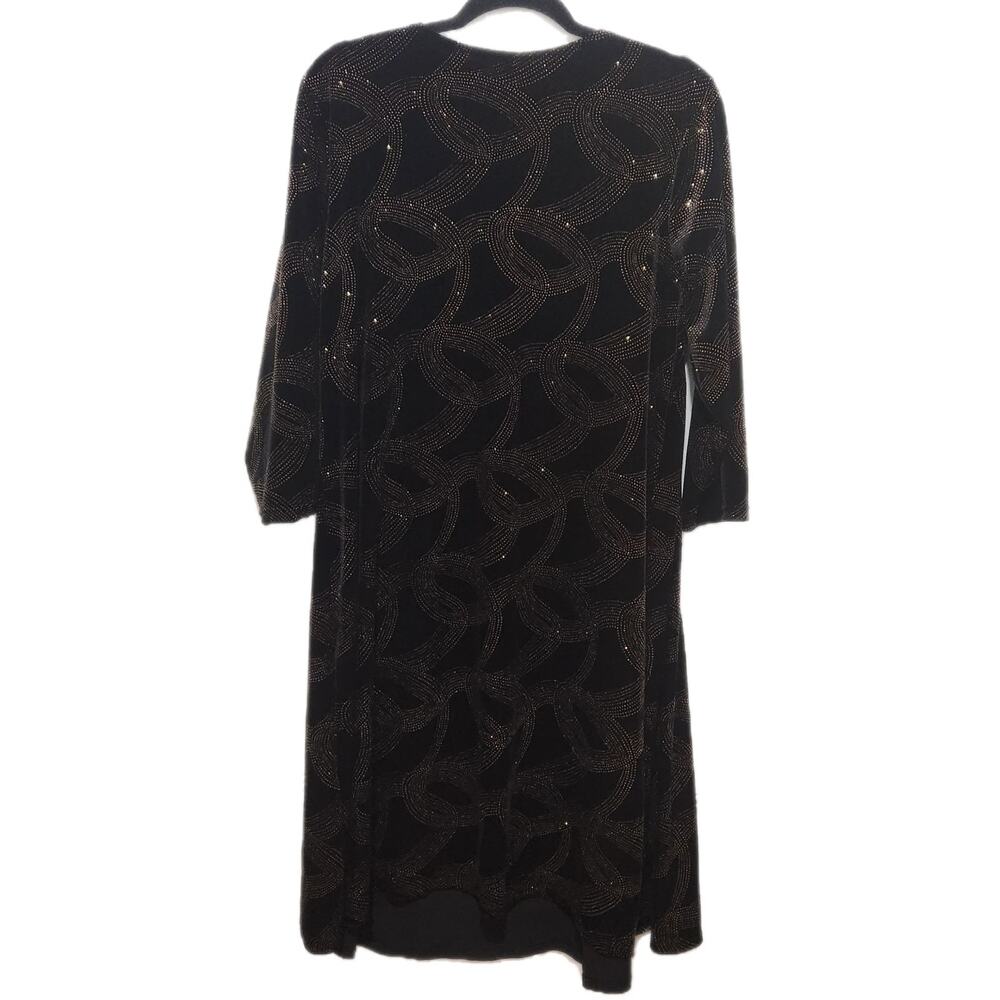 Black Sequence Faux 2 Piece Cardigan Holiday Dress NY Collections Women's 1X